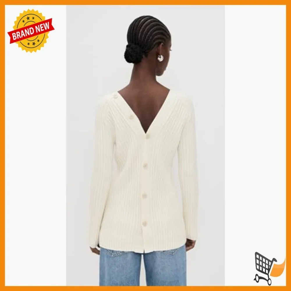 Long Sleeve Open Back Cardigan, Merino Wool, Dry Clean Only